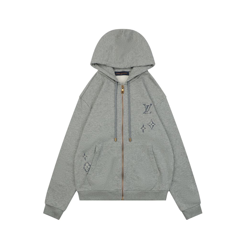 Louis Vuitton Grey Monogram Embroidered Hoodie