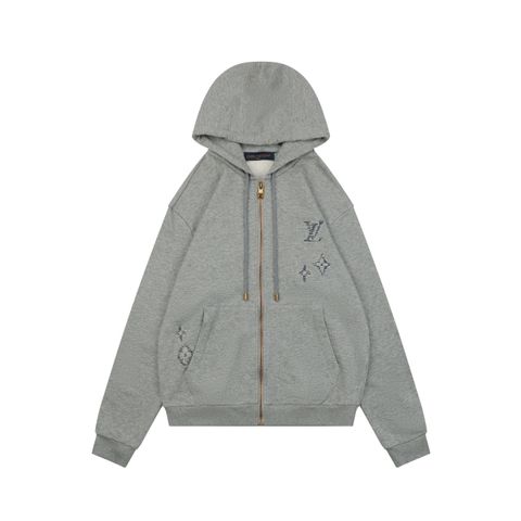 Louis Vuitton Grey Monogram Embroidered Hoodie