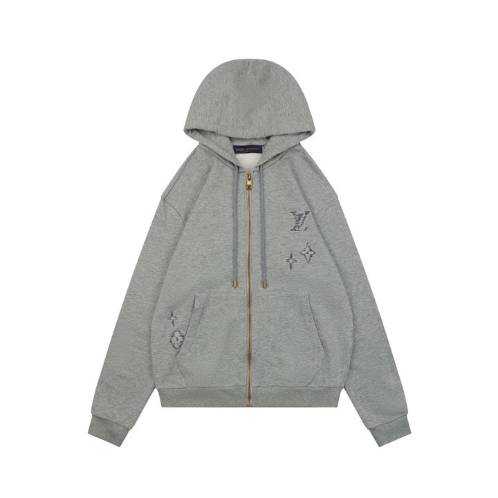 Louis Vuitton Grey Monogram Embroidered Hoodie