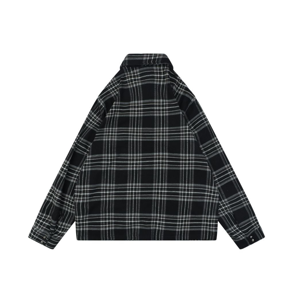 Chrome Hearts Black Grey Plaid Flannel Shirt