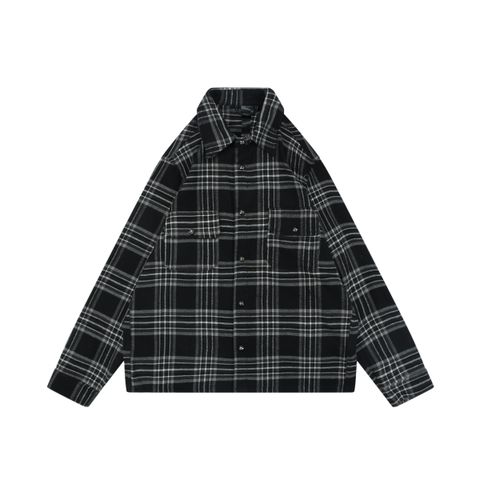 Chrome Hearts Black Grey Plaid Flannel Shirt