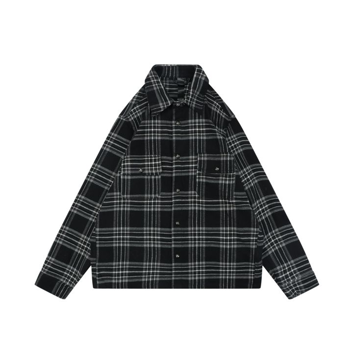 Chrome Hearts Black Grey Plaid Flannel Shirt