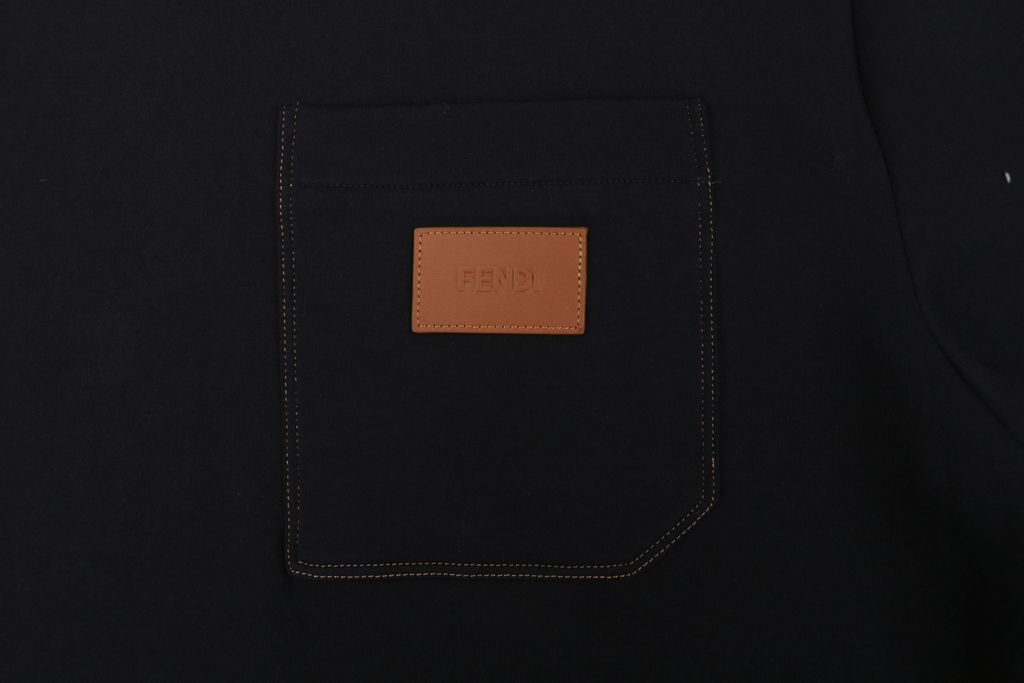 Fendi Leather Pocket Contrast Stitch Tee