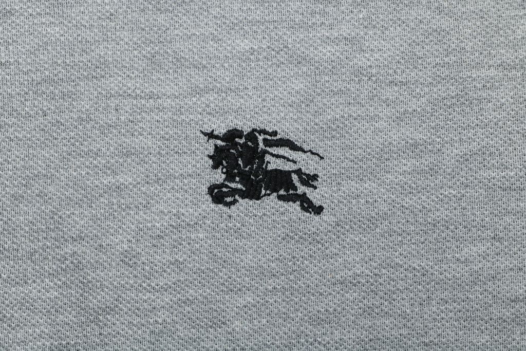 Burberry Grey Black Embroidered Polo