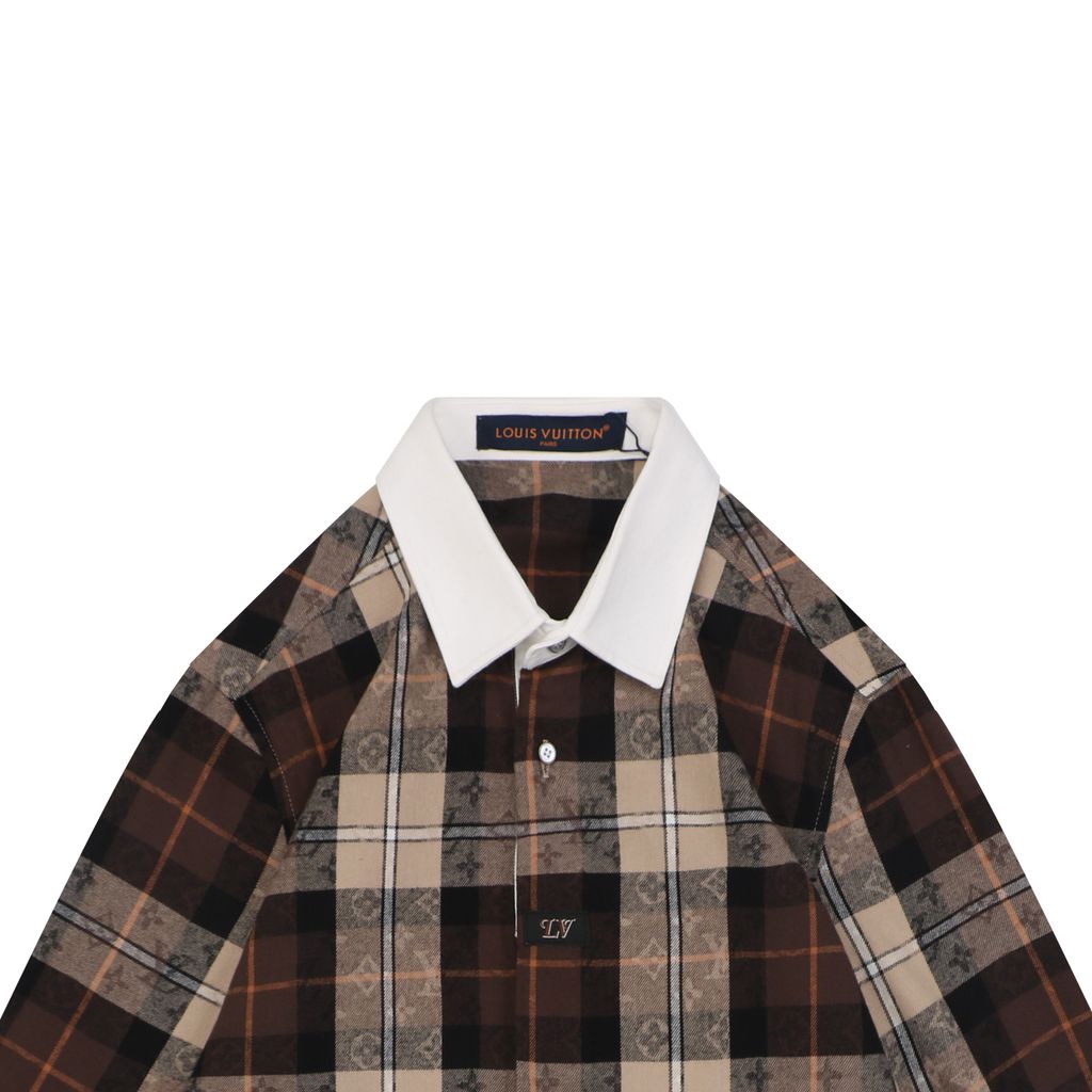Louis Vuitton Brown Khaki Checkered Cotton Shirt