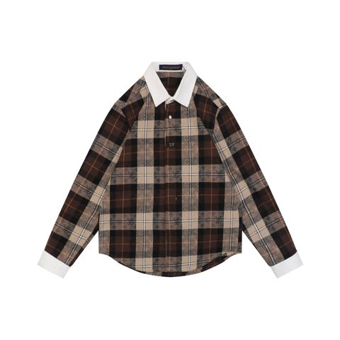 Louis Vuitton Brown Khaki Plaid Long Sleeve Shirt