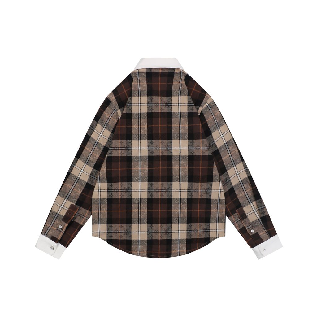 Louis Vuitton Brown Khaki Plaid Long Sleeve Shirt