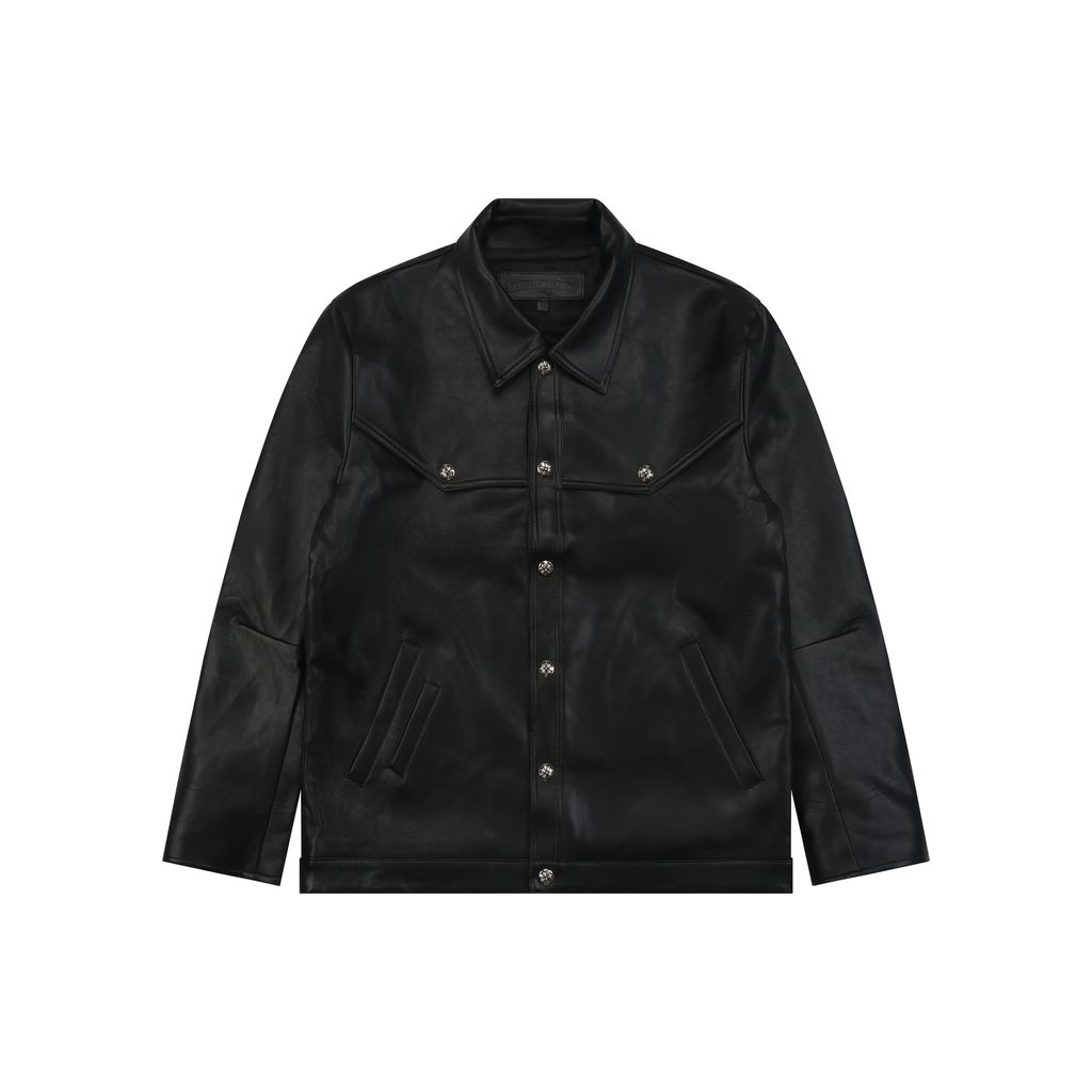 Chrome Hearts Cross Patch Black Leather Jacket