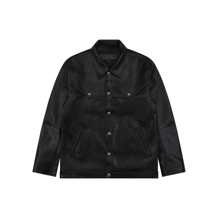 Chrome Hearts Cross Patch Black Leather Jacket