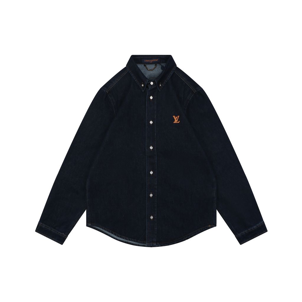 Louis Vuitton Monogram Leather Patch Denim Shirt