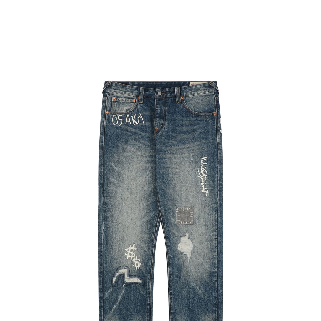 Evisu Vintage Washed Destroyed Jeans