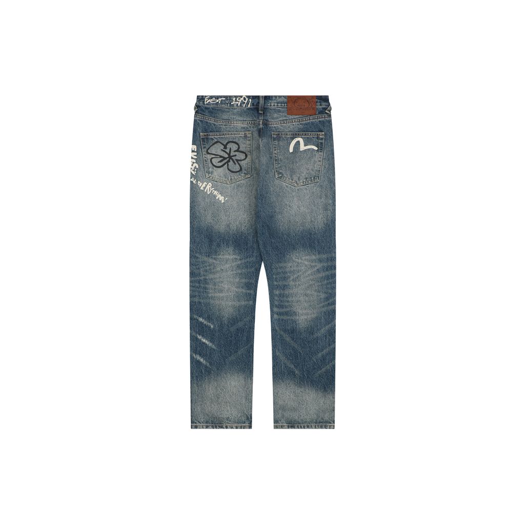 Evisu Distressed Graffiti Denim Jeans
