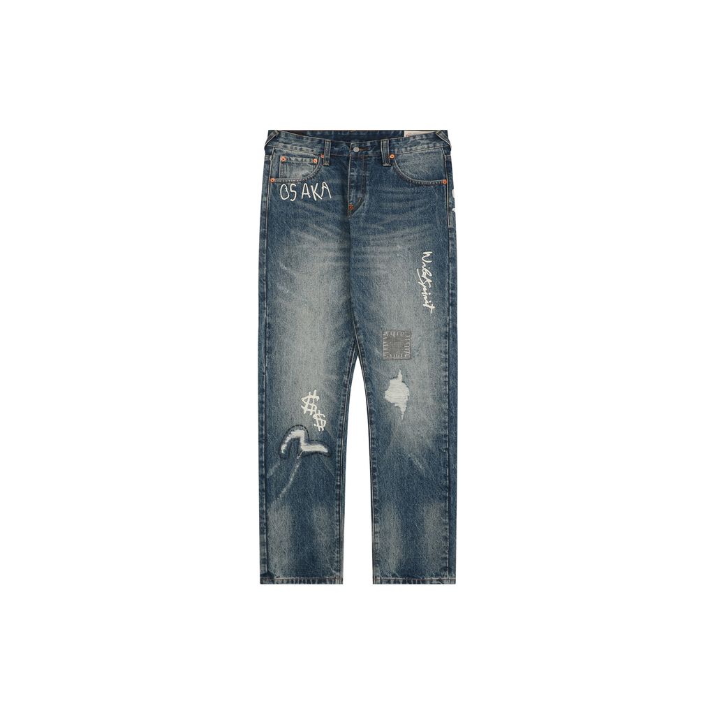 Evisu Distressed Graffiti Denim Jeans