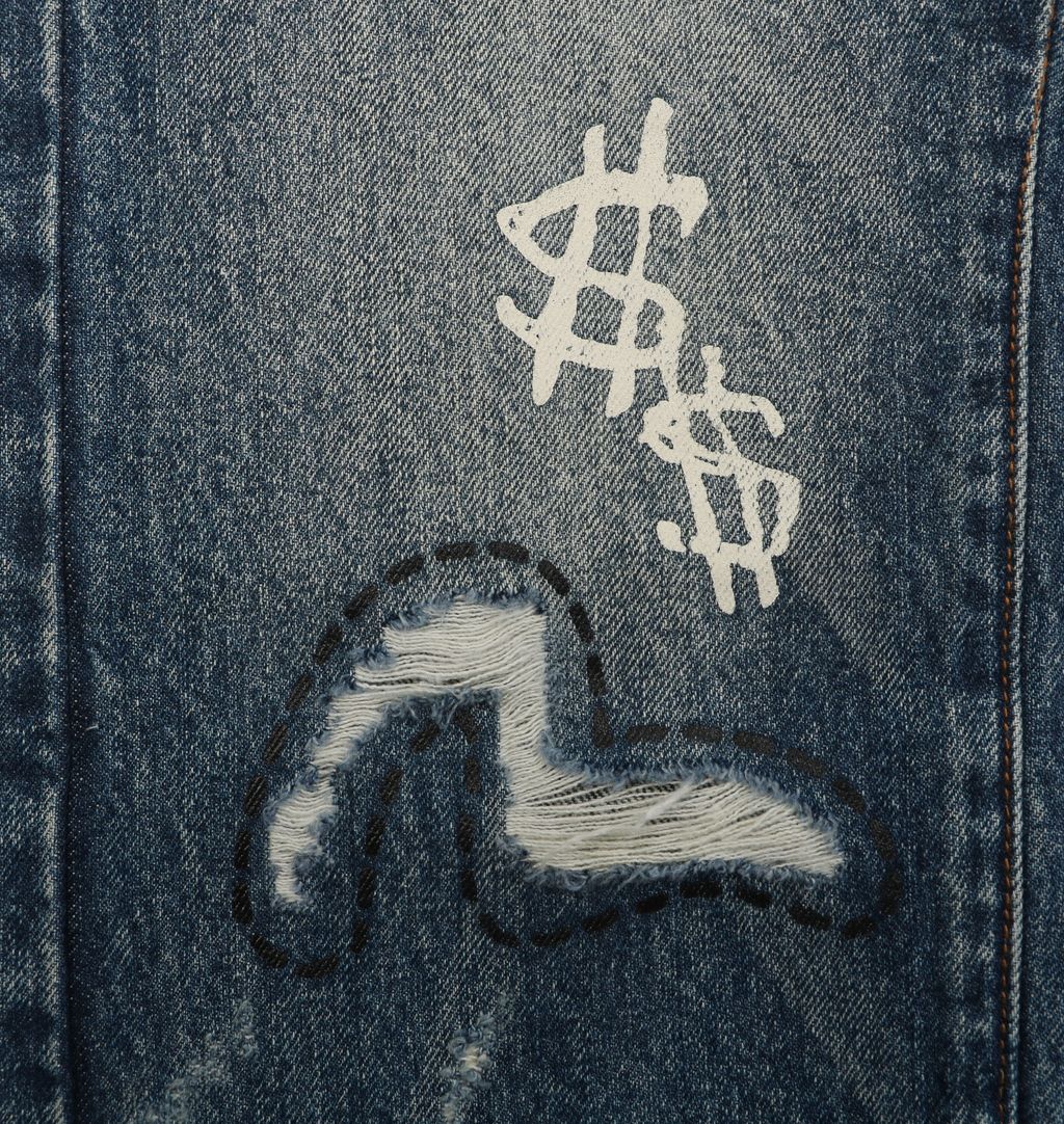 Evisu Ripped Graffiti Denim Pants