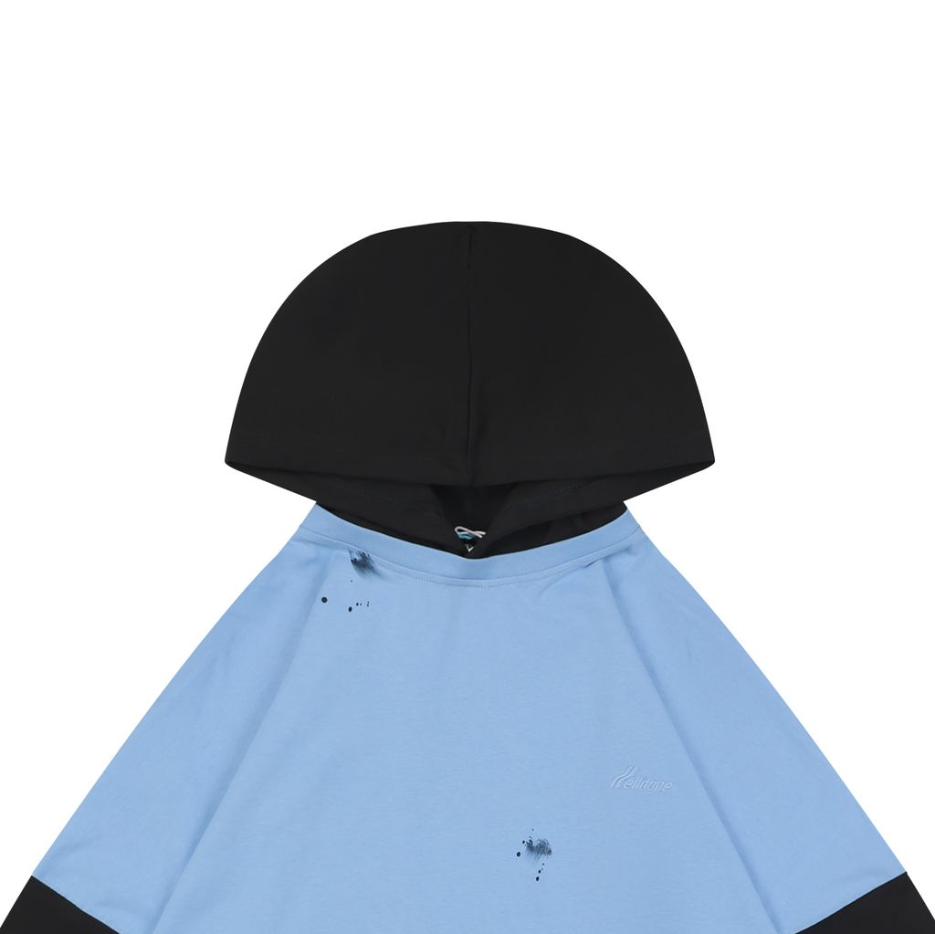 WE11DONE Black Navy Color-Block Layered Hoodie