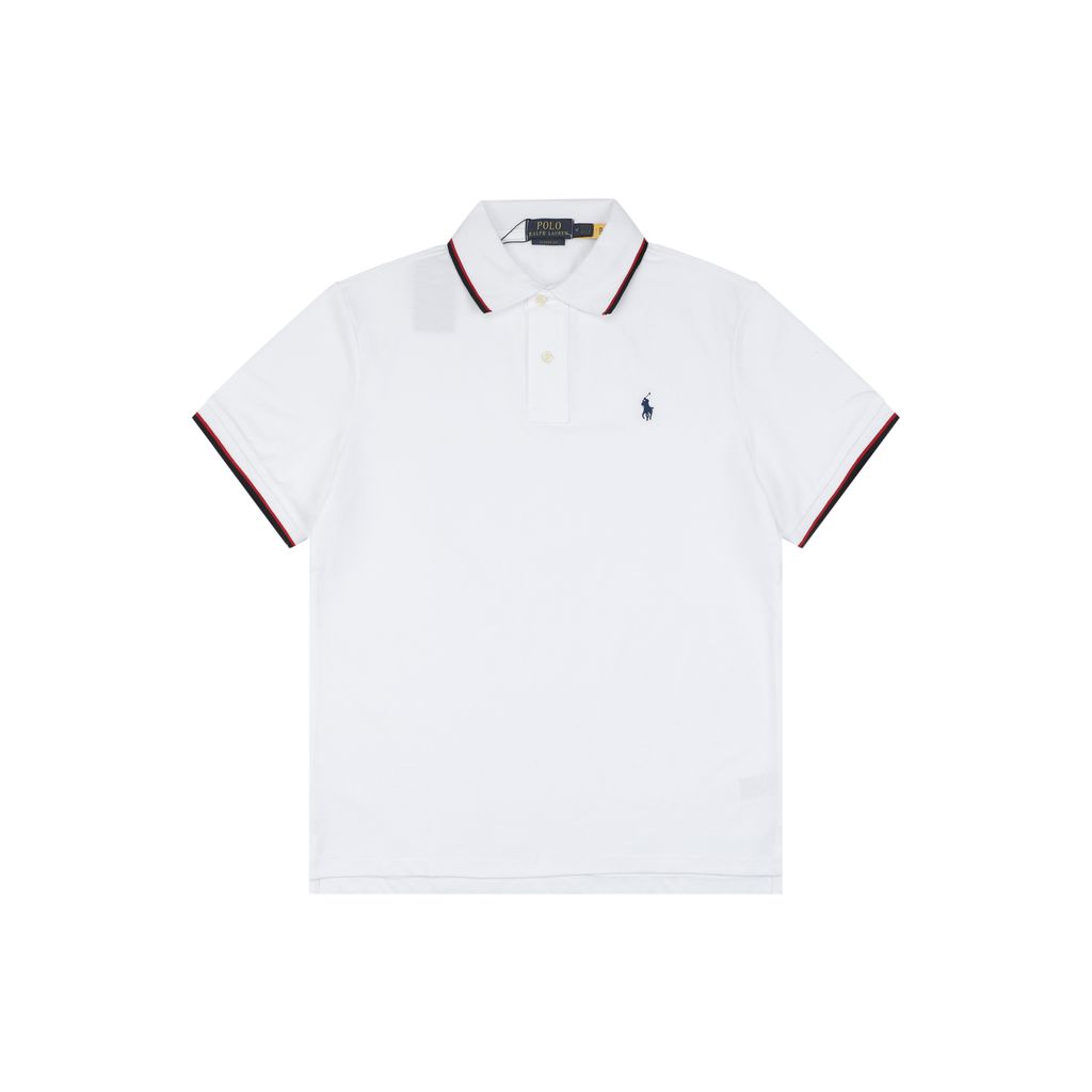 Ralph Lauren Red Trim Embroidered Pony Polo Shirt
