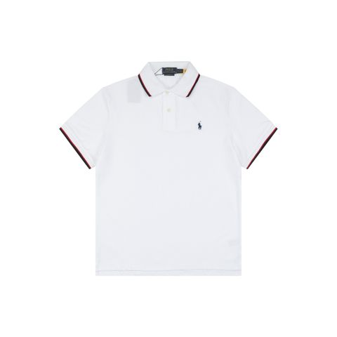 Ralph Lauren Red Trim Embroidered Pony Polo Shirt