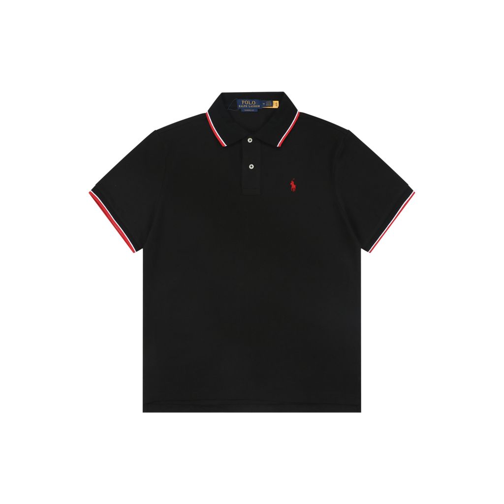 Ralph Lauren Red Trim Embroidered Pony Polo Shirt
