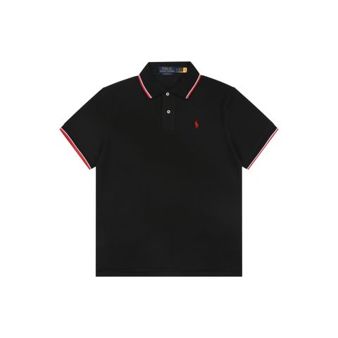 Ralph Lauren Red Trim Embroidered Pony Polo Shirt