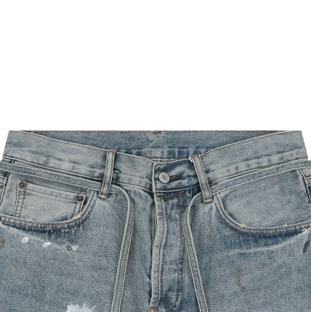 Acne Studios Belted Paint Splatter Denim Shorts