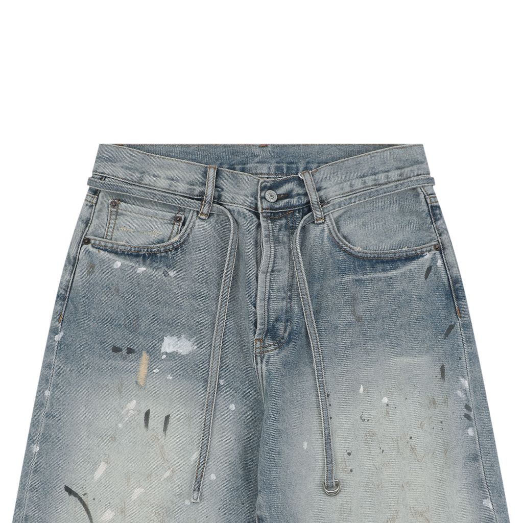 Acne Studios Belted Paint Splatter Denim Shorts