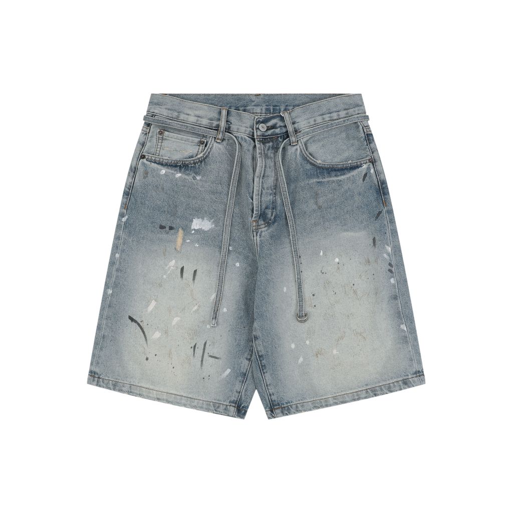 Acne Studios Paint Splatter Denim Shorts