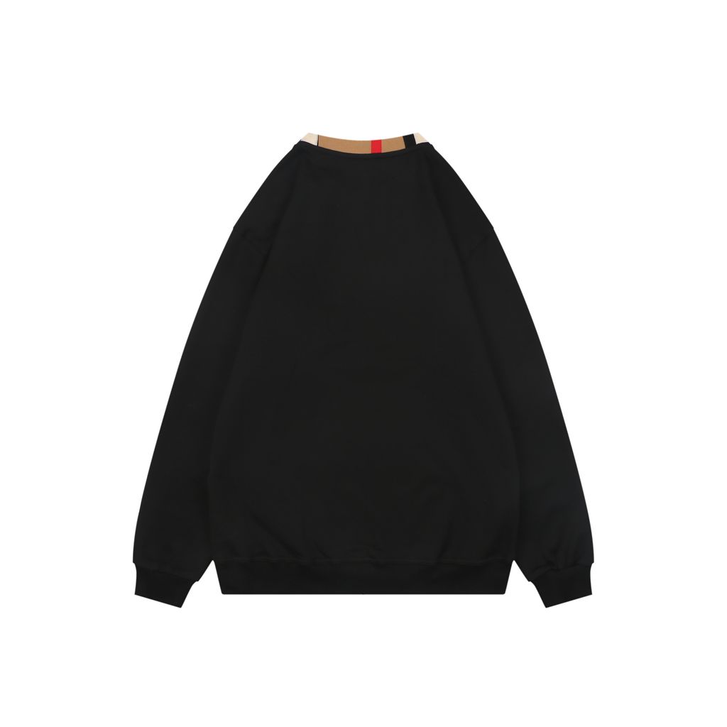 Burberry Check Collar Embroidered Crewneck Sweatshirt