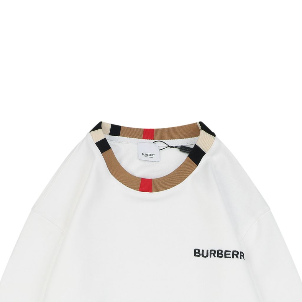 Burberry Check Trim Cotton Sweatshirt