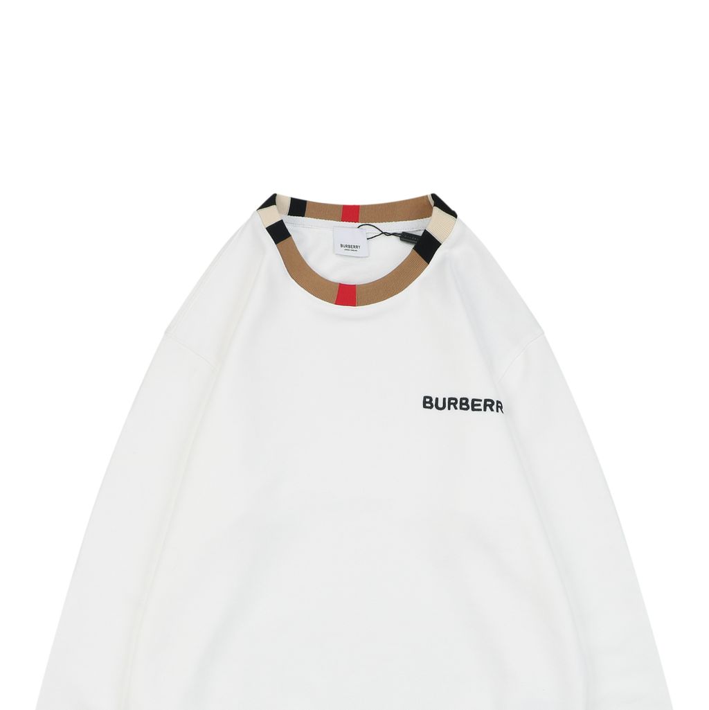 Burberry Check Trim Cotton Sweatshirt