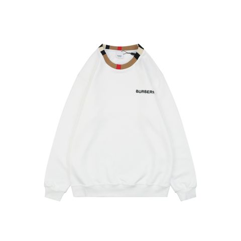 Burberry Check Collar Embroidered Crewneck Sweatshirt