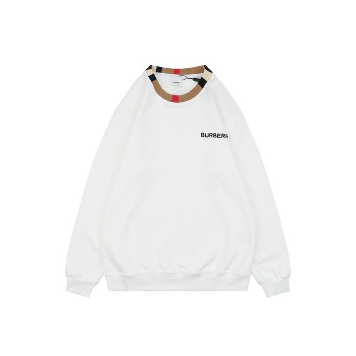 Burberry Check Collar Embroidered Crewneck Sweatshirt