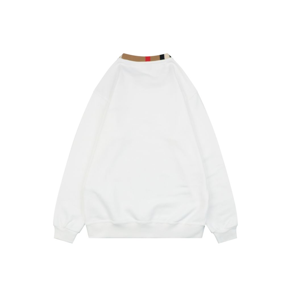 Burberry Check Collar Embroidered Crewneck Sweatshirt