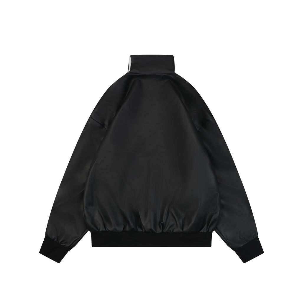 Adidas Trefoil Black Pleather Track Jacket