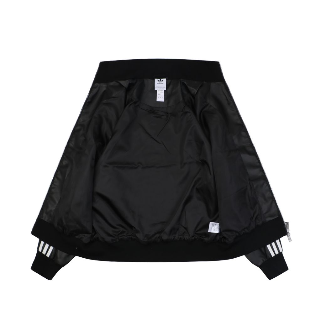 Adidas Black Faux Leather Oversized Track Jacket