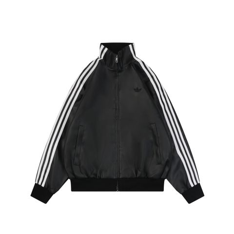 Adidas Trefoil Black Pleather Track Jacket