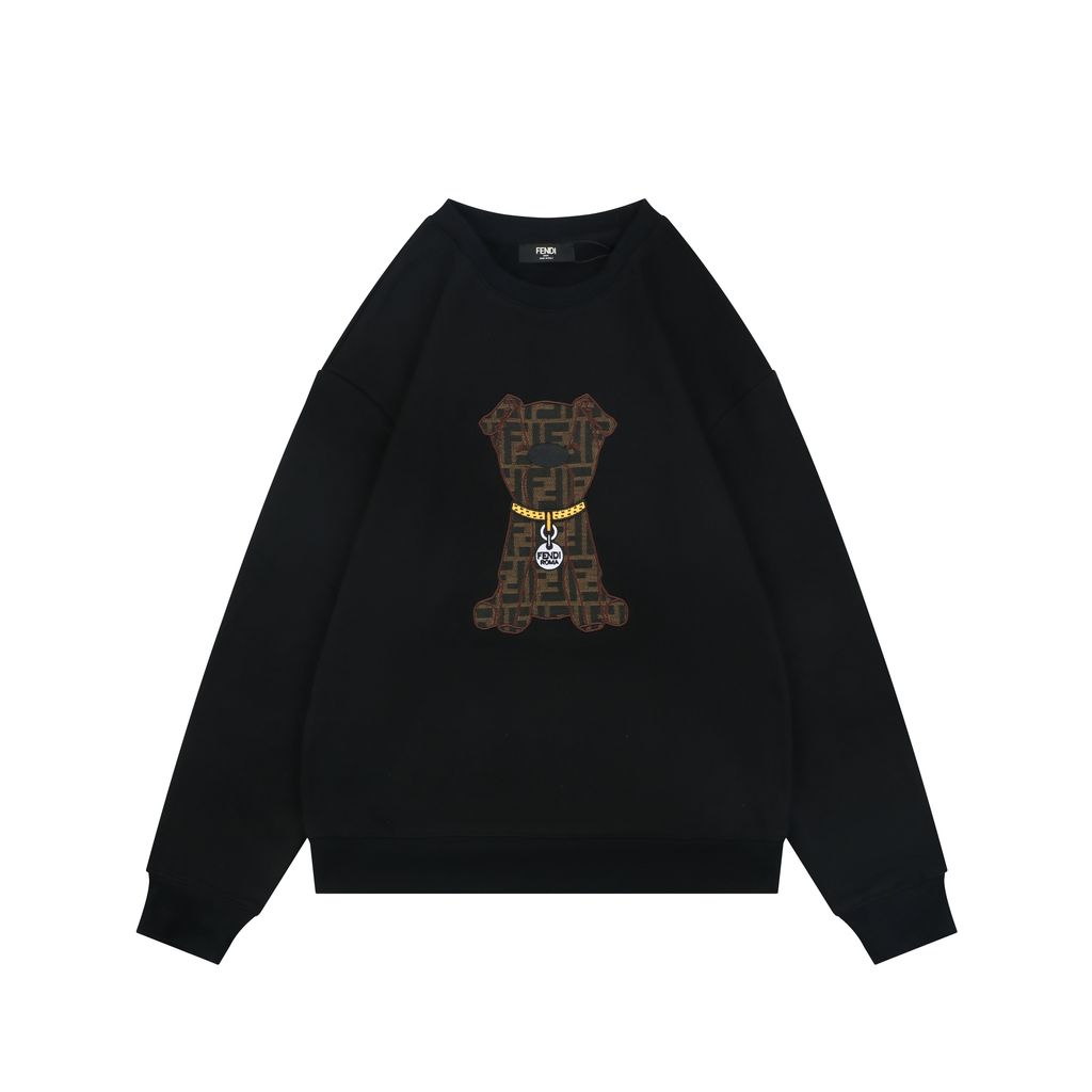 Fendi FF Monogram Dog Embroidered Crewneck Sweatshirt