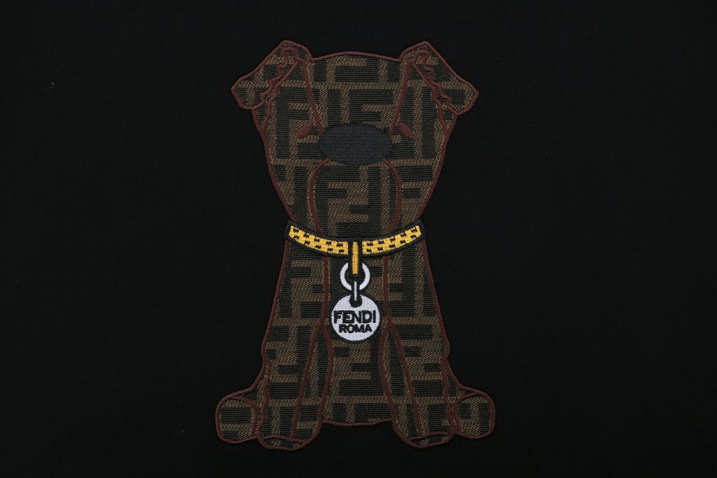 Fendi Dog Embroidery Heavyweight Cotton Sweatshirt