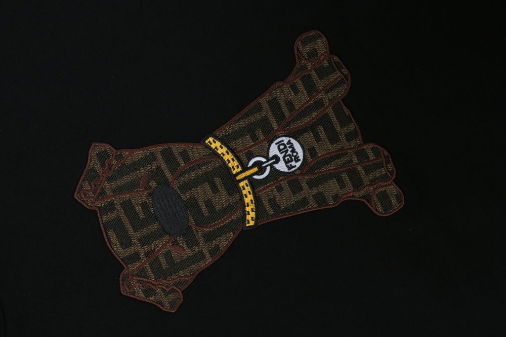 Fendi Dog Embroidery Heavyweight Cotton Sweatshirt