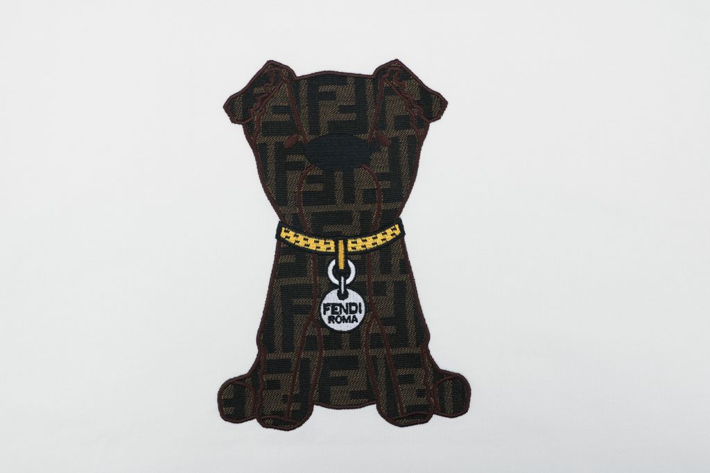 Fendi Dog Embroidery Heavyweight Cotton Sweatshirt