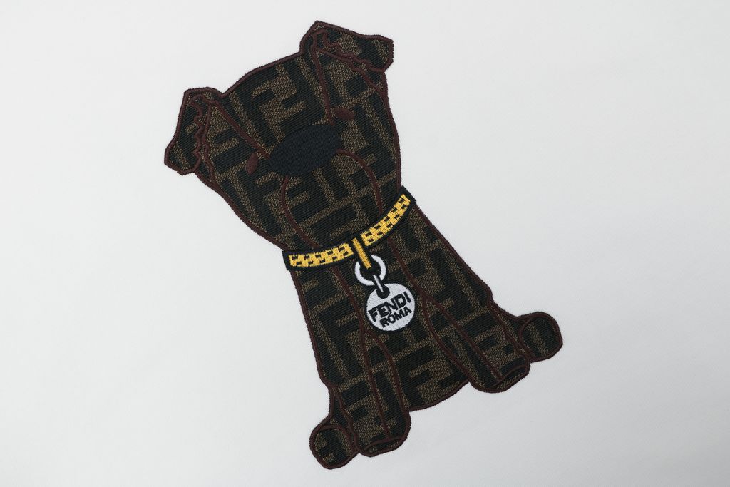 Fendi Dog Embroidery Heavyweight Cotton Sweatshirt
