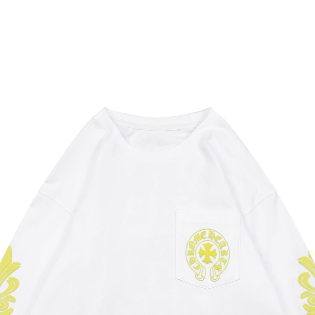 Chrome Hearts Yellow Sanskrit Cross Long Sleeve Tee