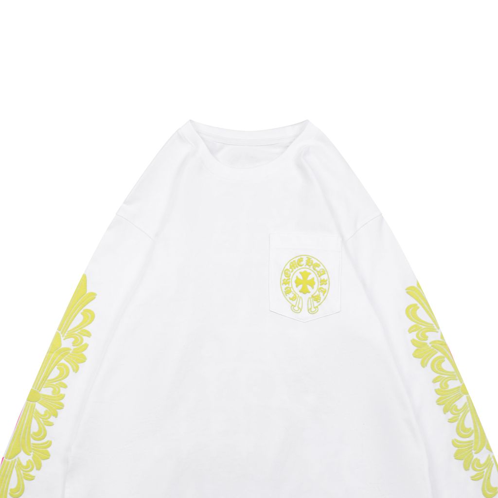 Chrome Hearts Yellow Sanskrit Cross Long Sleeve Tee