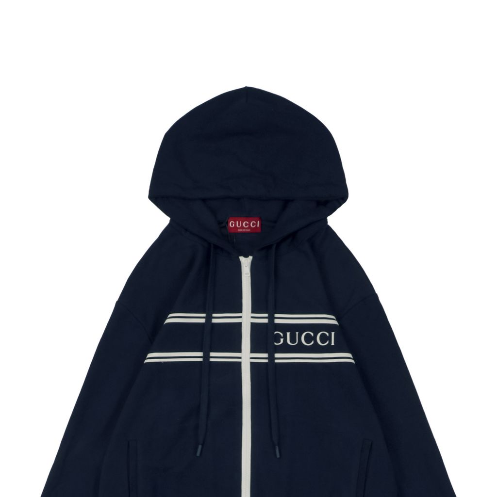 Gucci G Logo Stripe Jersey Hoodie