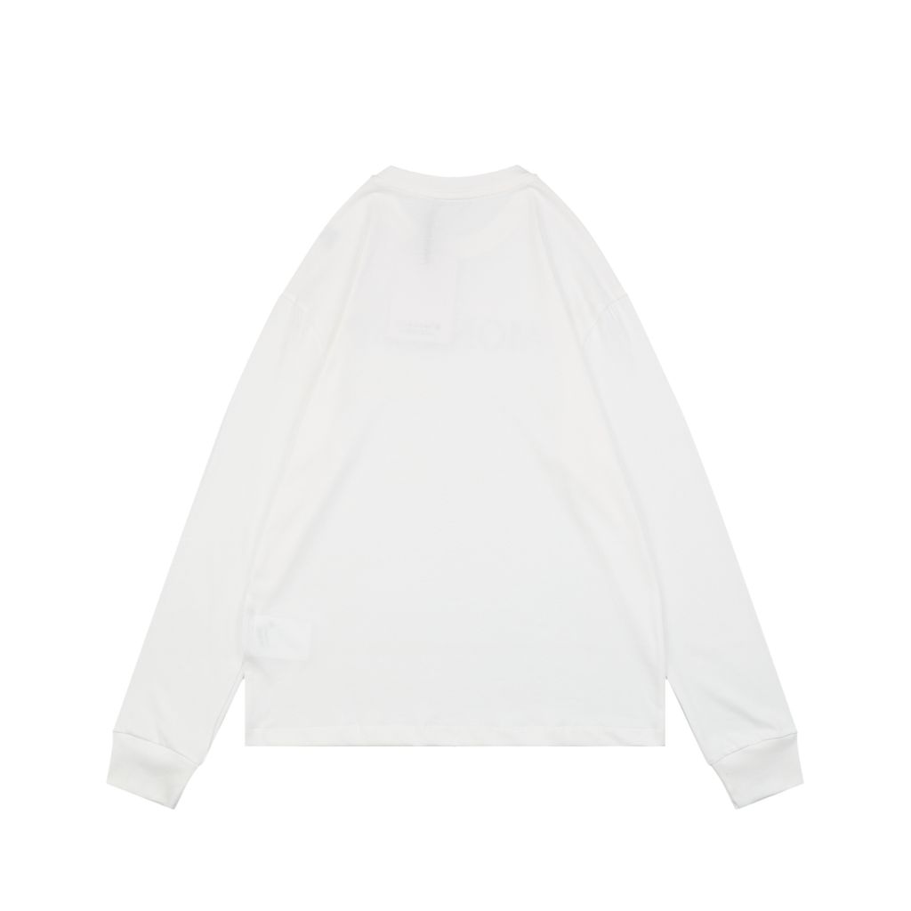 Moncler Wool Felt Logo Patch Long Sleeve T-Shirt