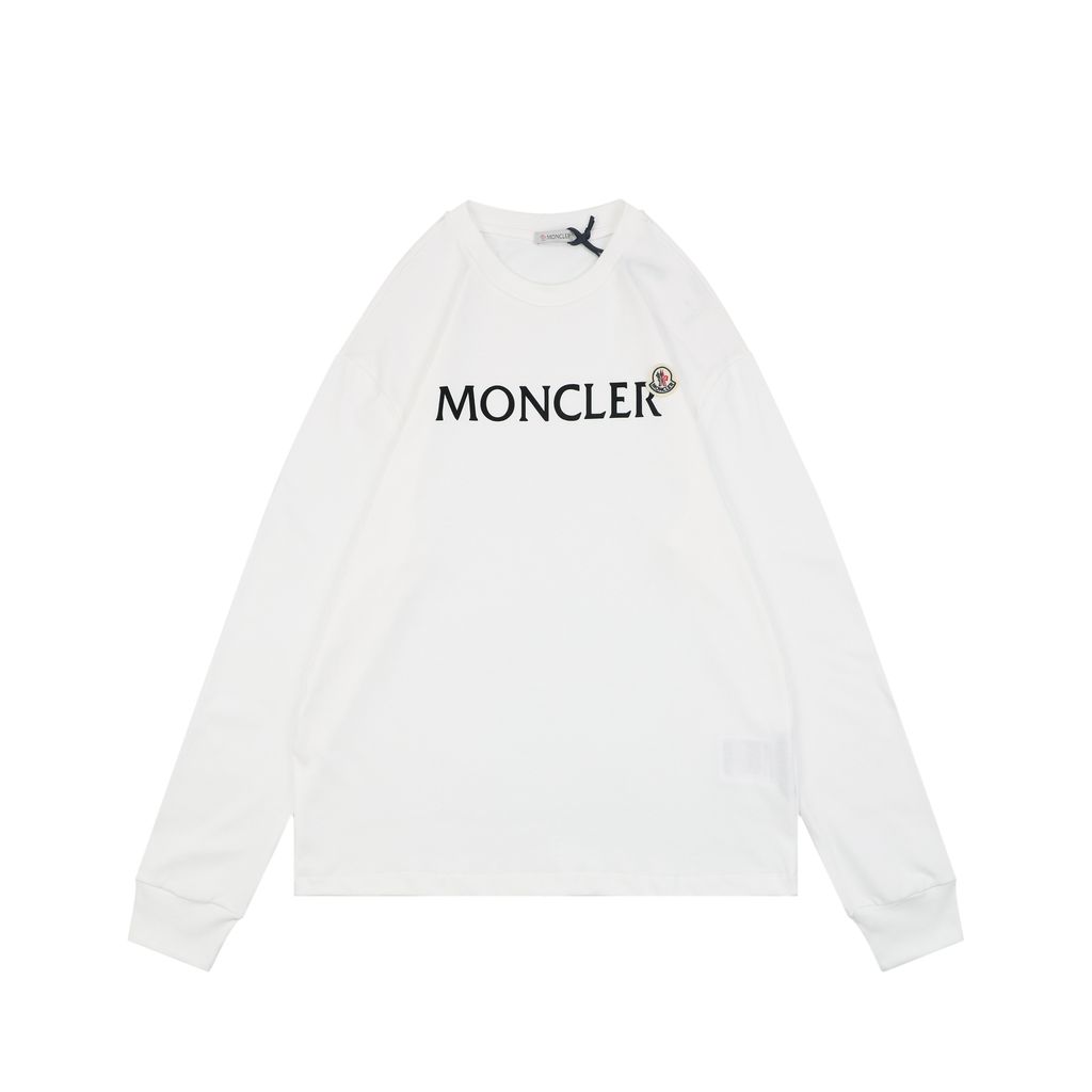 Moncler Wool Felt Logo Patch Long Sleeve T-Shirt