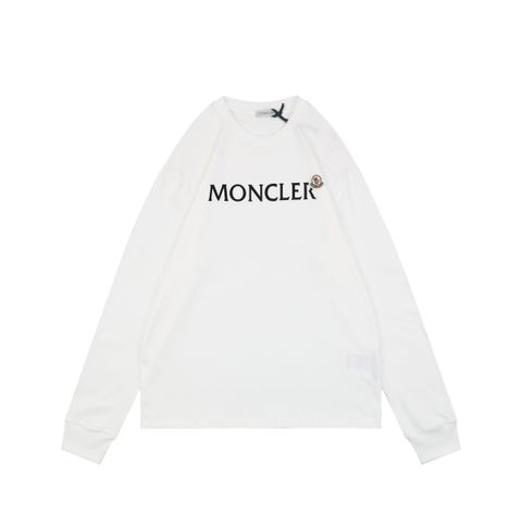 Moncler Wool Felt Logo Patch Long Sleeve T-Shirt