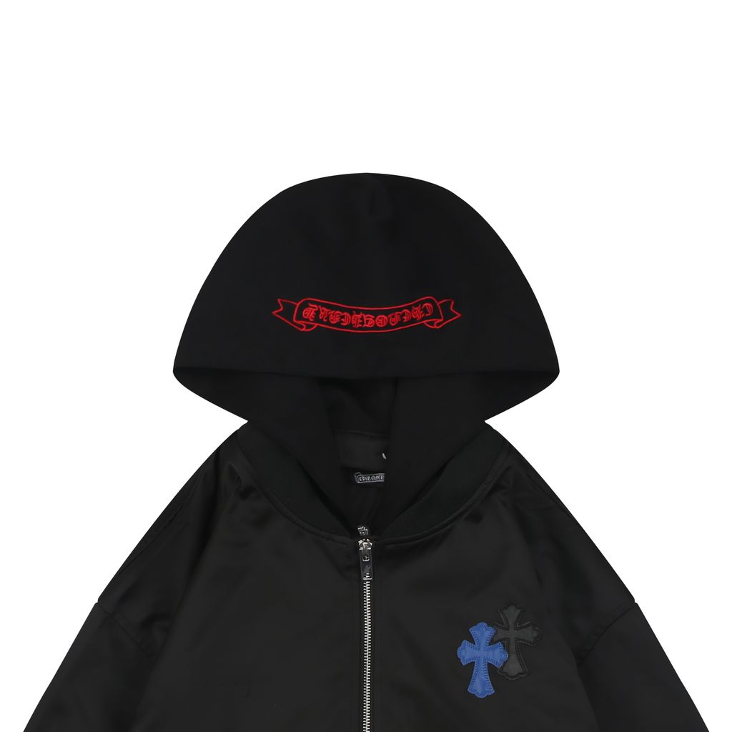 Chrome Hearts Detachable Hood Embroidered Varsity Jacket