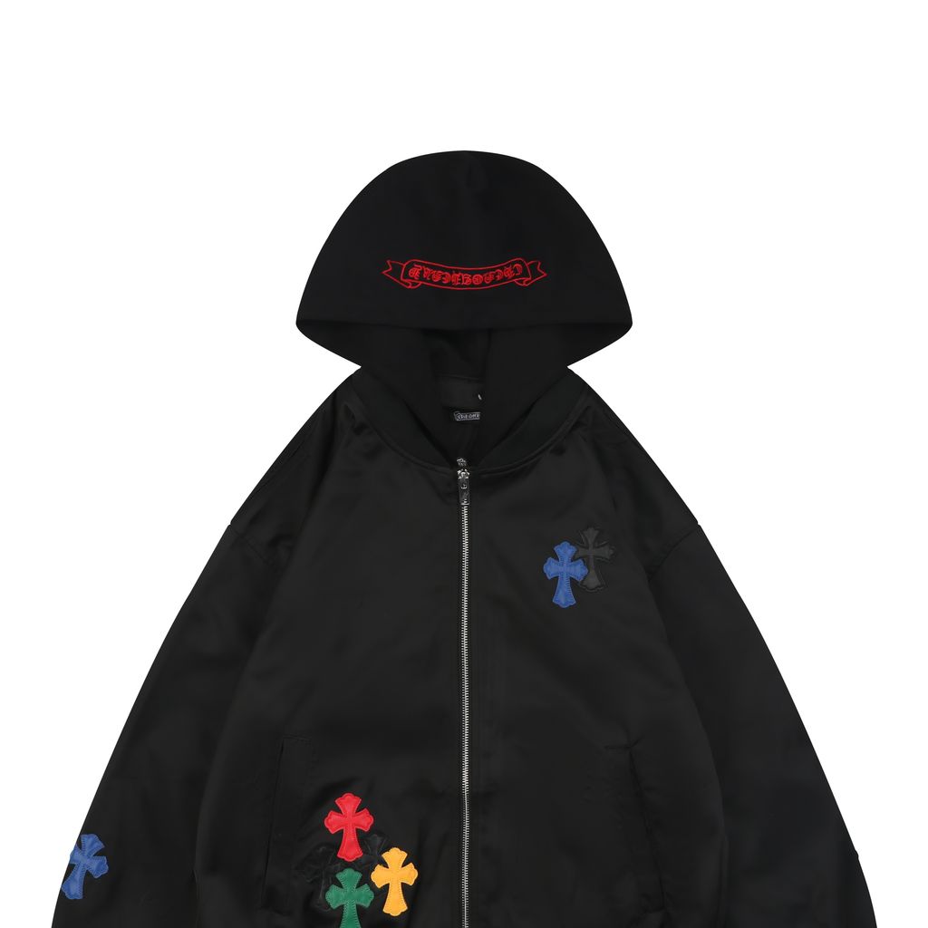 Chrome Hearts Detachable Hood Embroidered Varsity Jacket