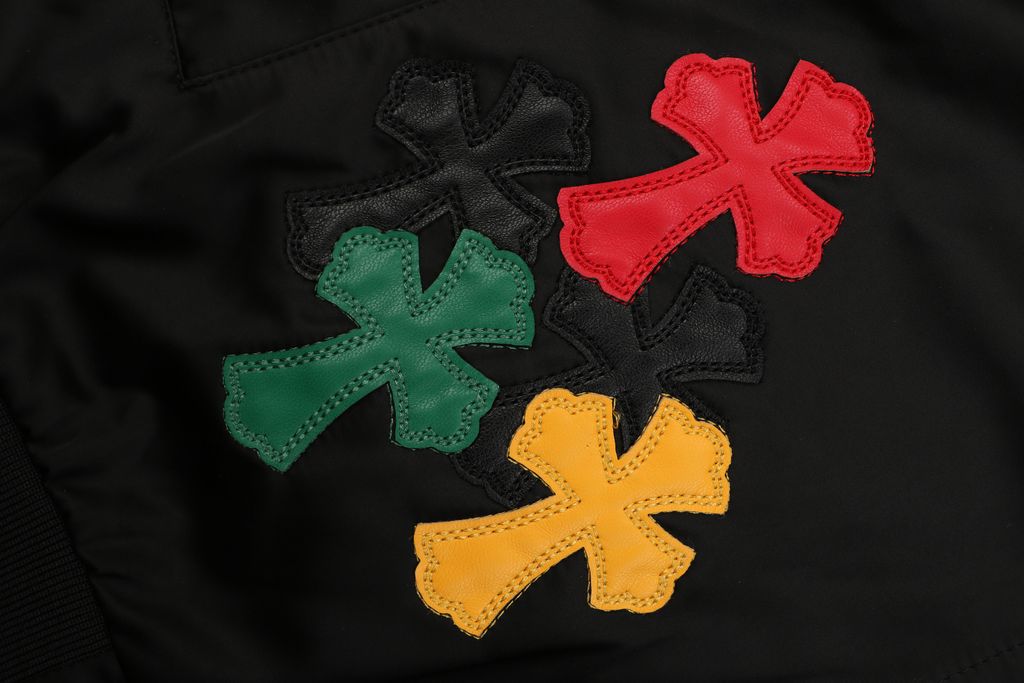 Chrome Hearts 19 Leather Cross Patch Baseball Jacket