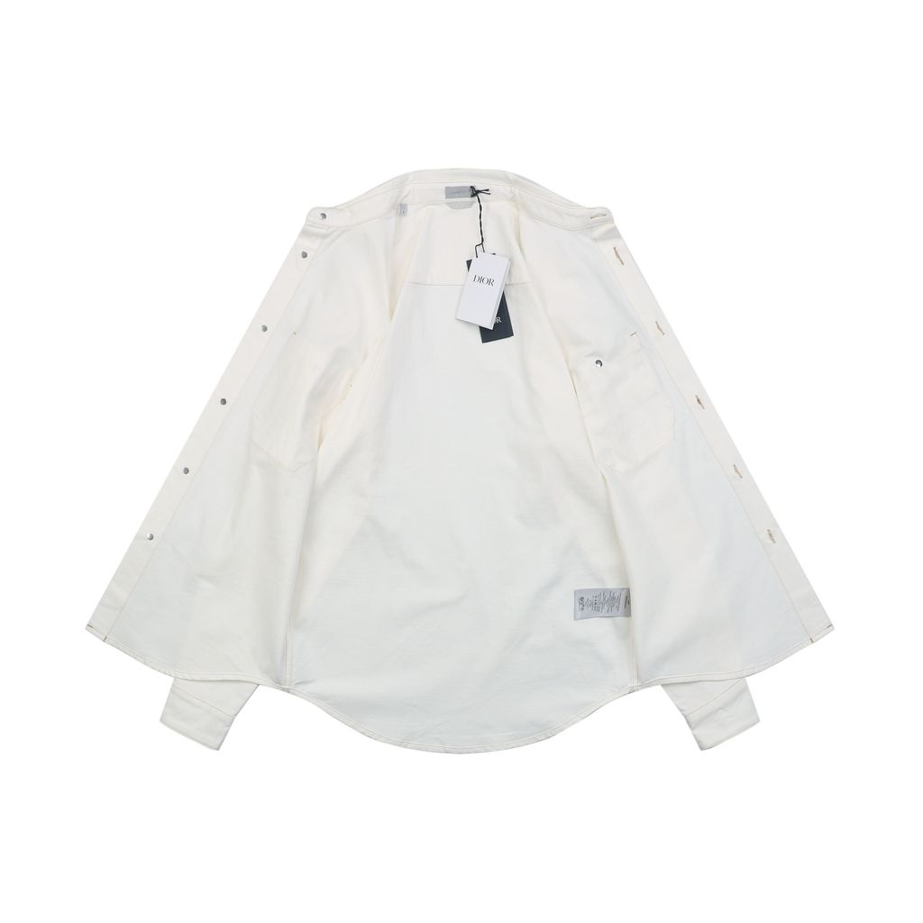 Dior Embroidered Long Sleeve Cotton Twill Shirt